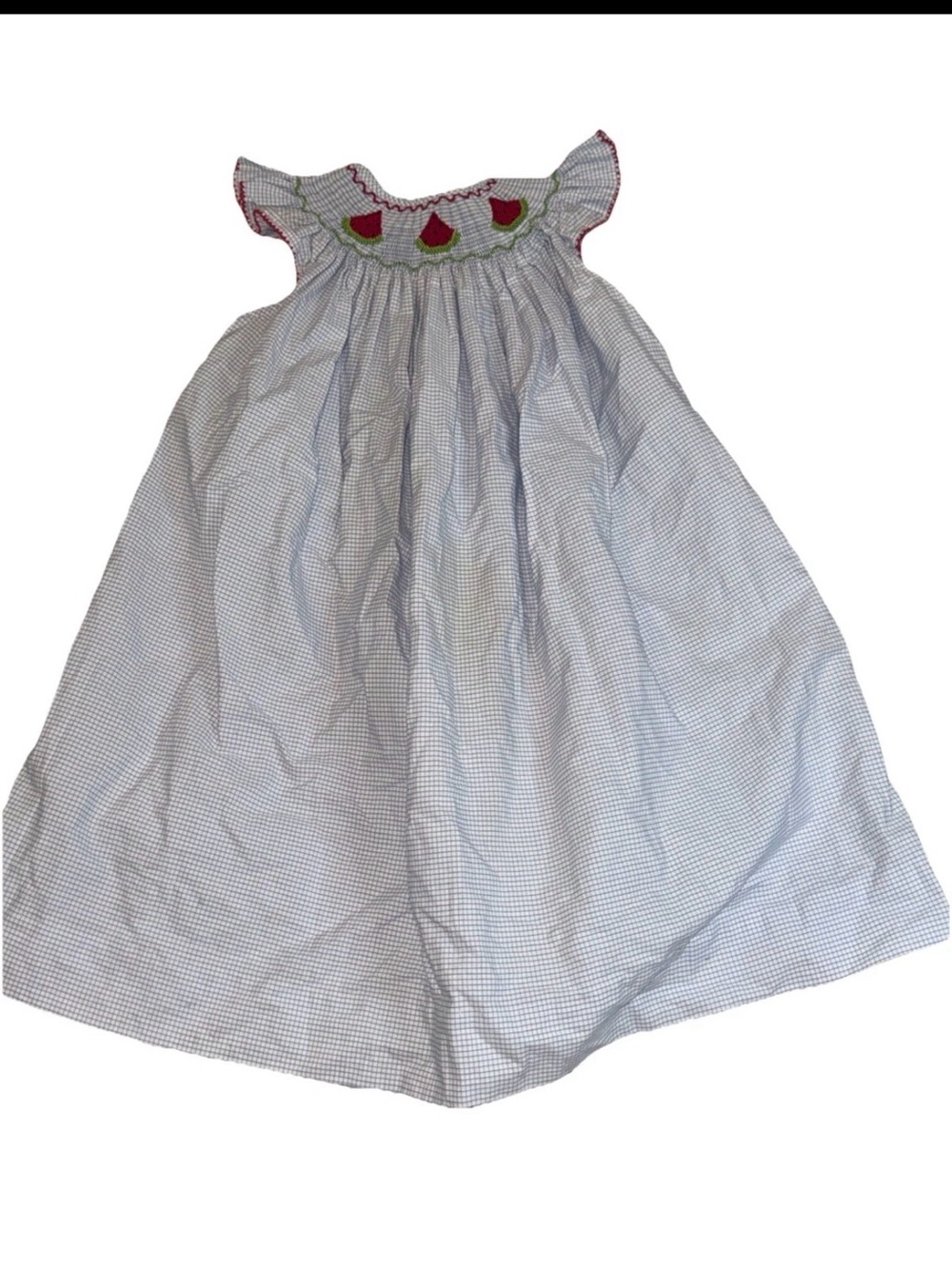 Southern Sunshine Watermelon Smocked Dress 3 Blue White